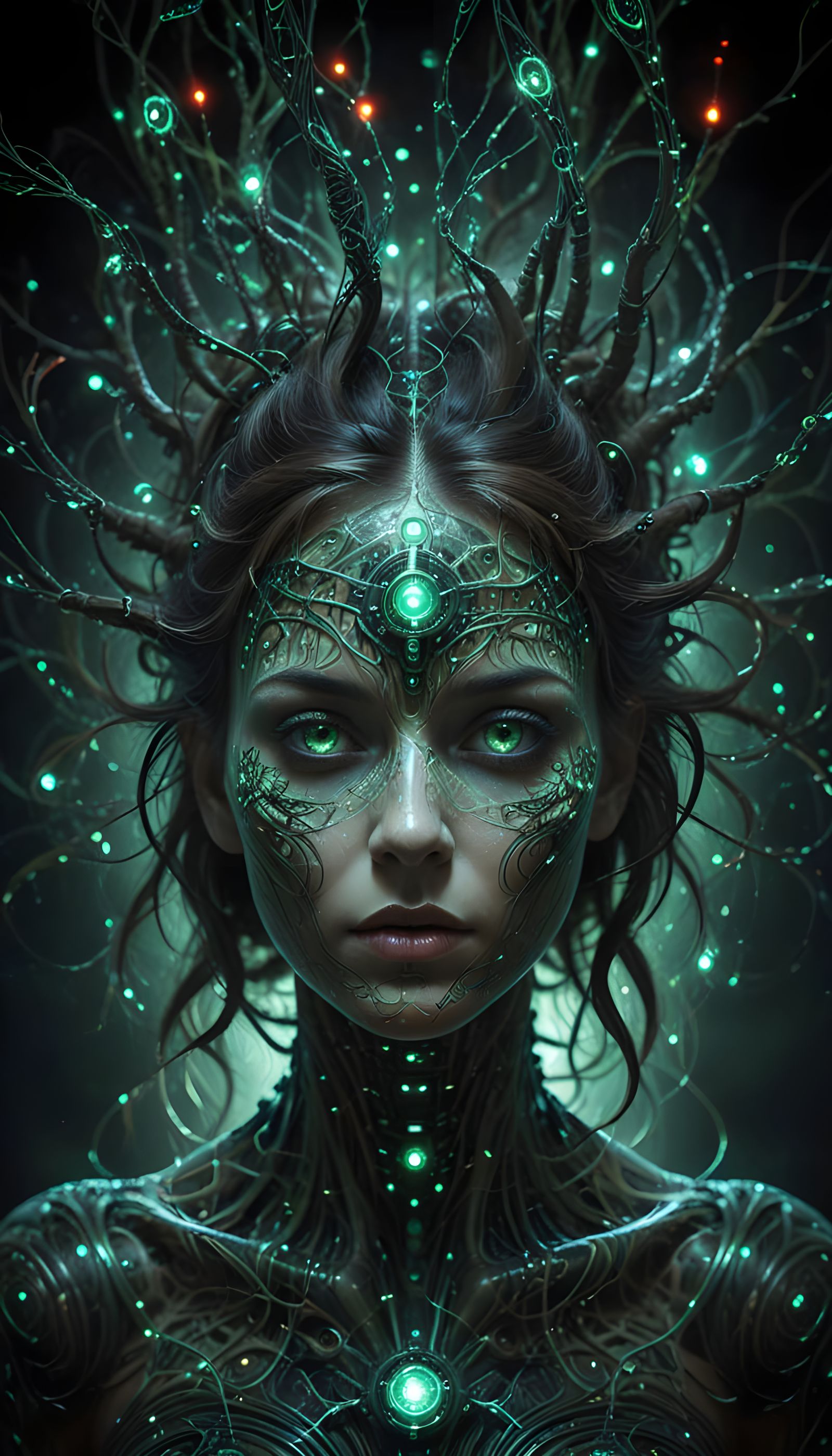 Cybernetic Hypnosis Artwork: Fractal Patterns and Subconscio...