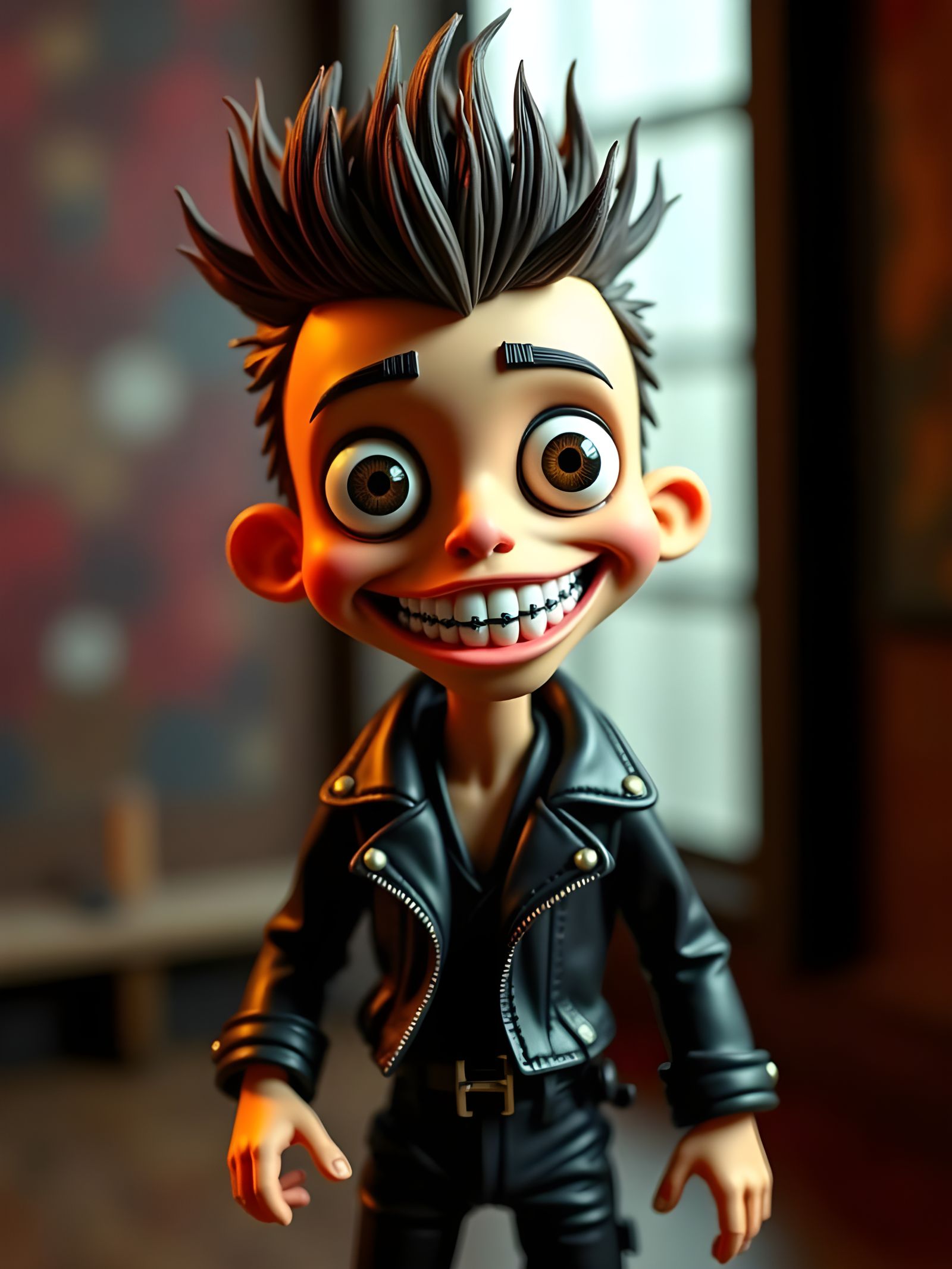 Claymation Punk Rocker in Psychedelic Dreamscape