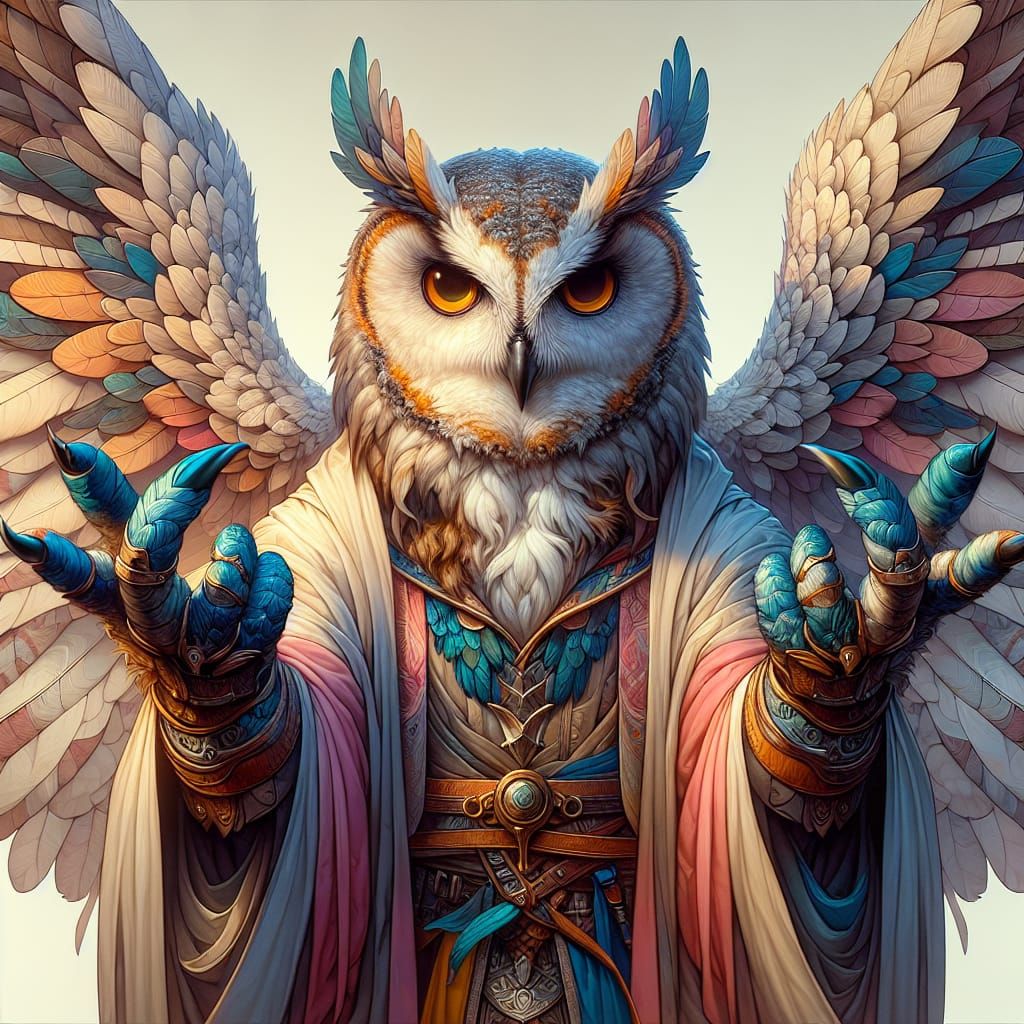 Fantasy Owl Monk in Detailed Matte Painting