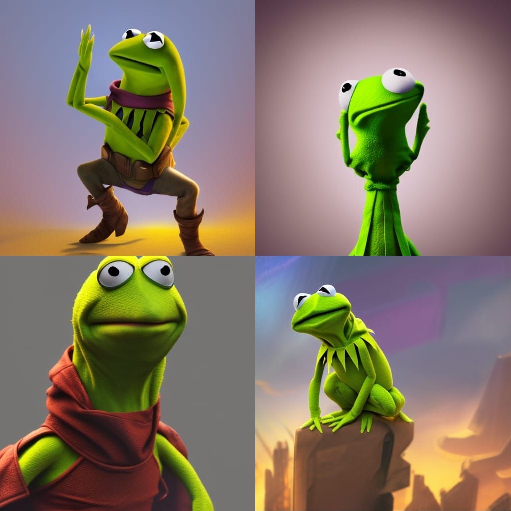 Kermit the Frog as an Avenger: 3D Digital Art