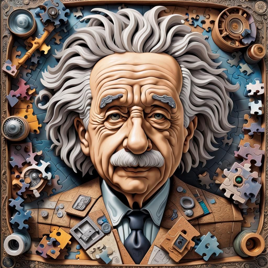 Hyperdetailed 3D Puzzle of Albert Einstein