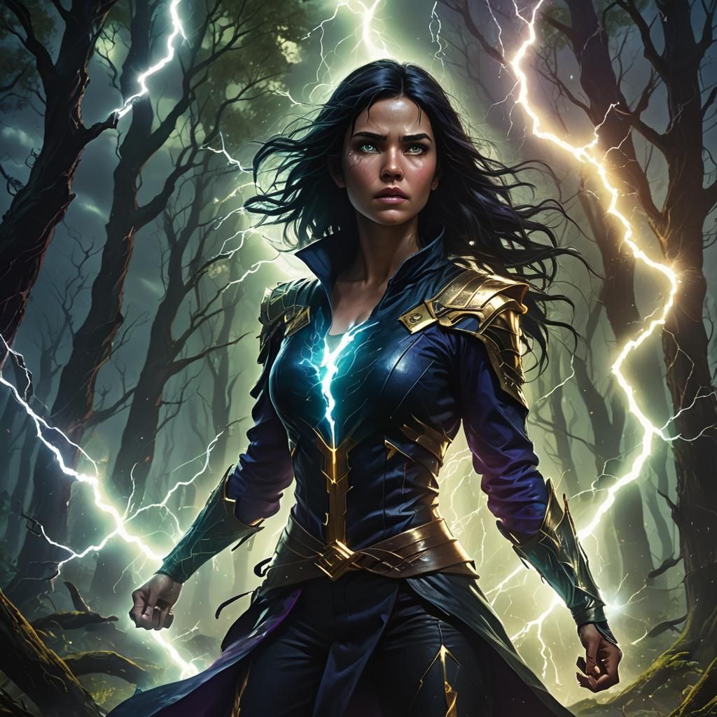 Girl Summons Lightning Storm in Fantasy Concept Art