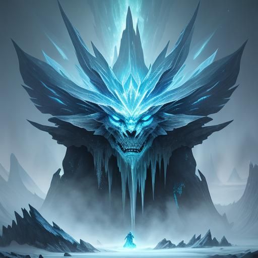Mystical Ice Entity with Aurora Borealis Effect