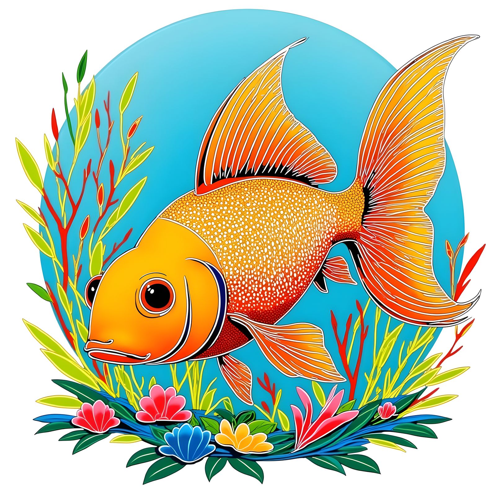 Playful Neon Goldfish