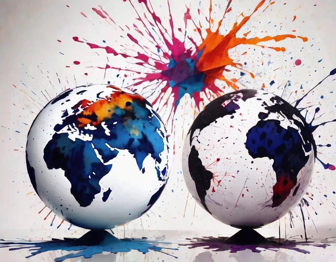 Ink Splatter Globe: Abstract Expressionism in Vector Art