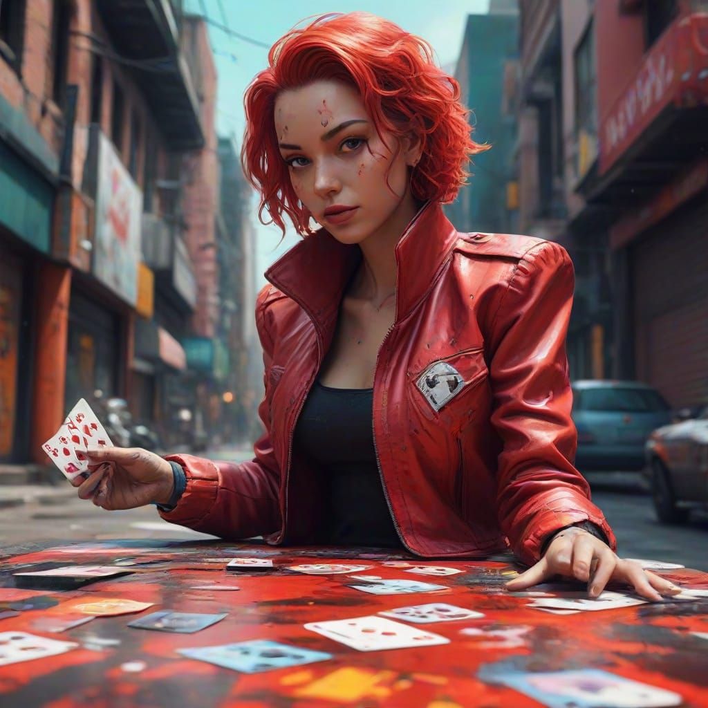 Vibrant Queen of Hearts Street Art Mural