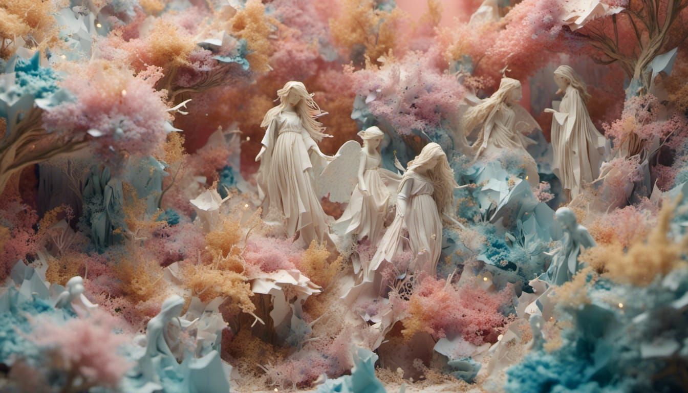 Angelic Paradise Scene in Academic Art Style