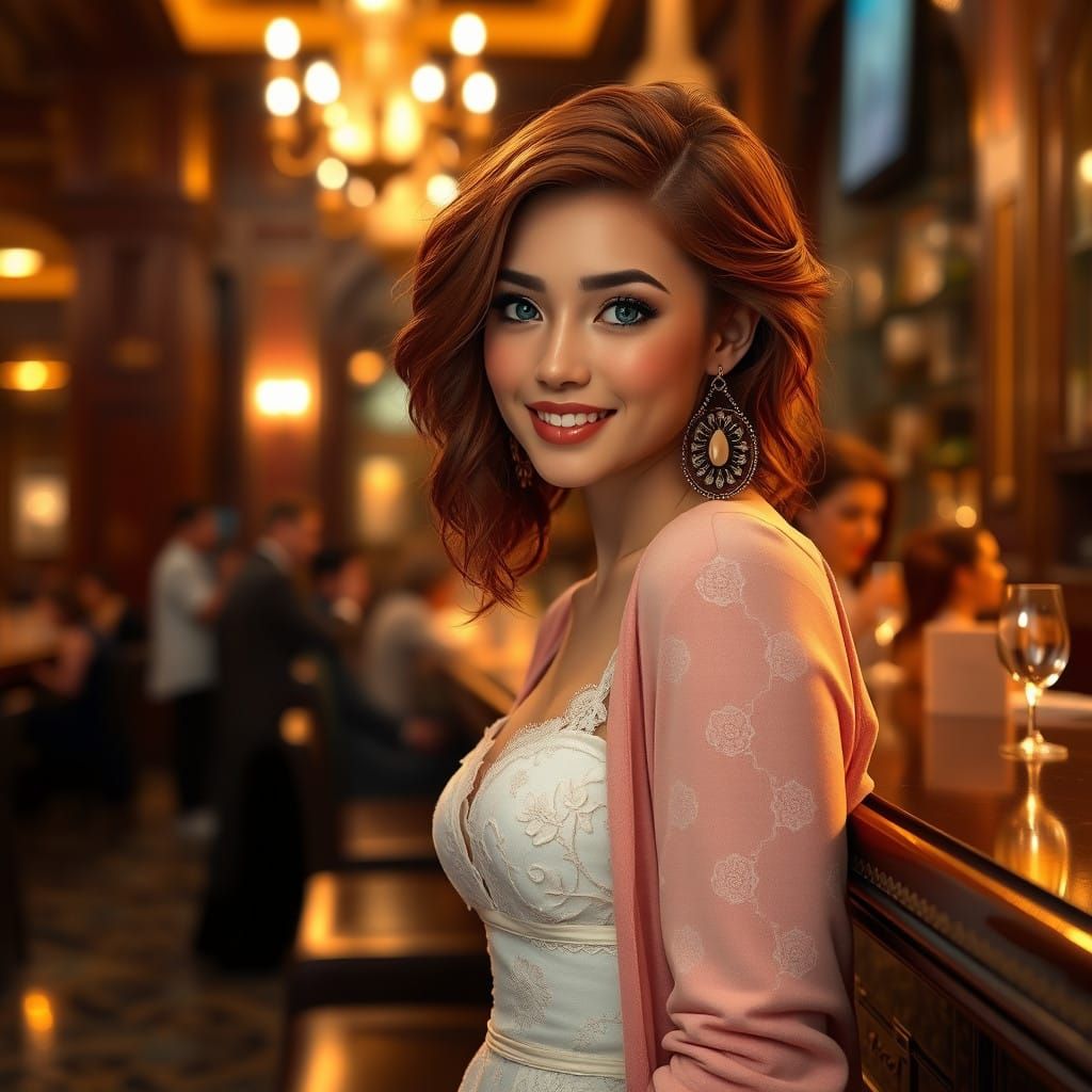 Ethereal Redhead Sways to the Bar's Warm Glow