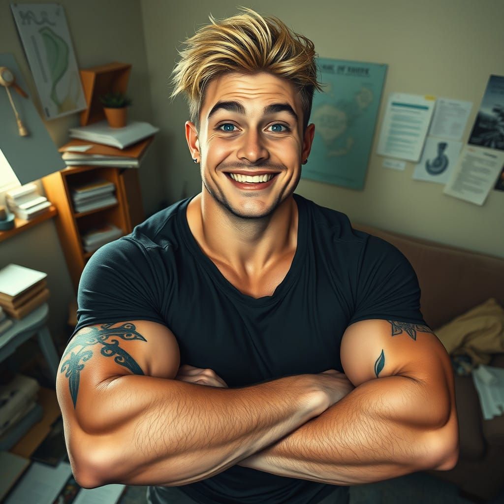 Chiseled Hero with Nordic Runes