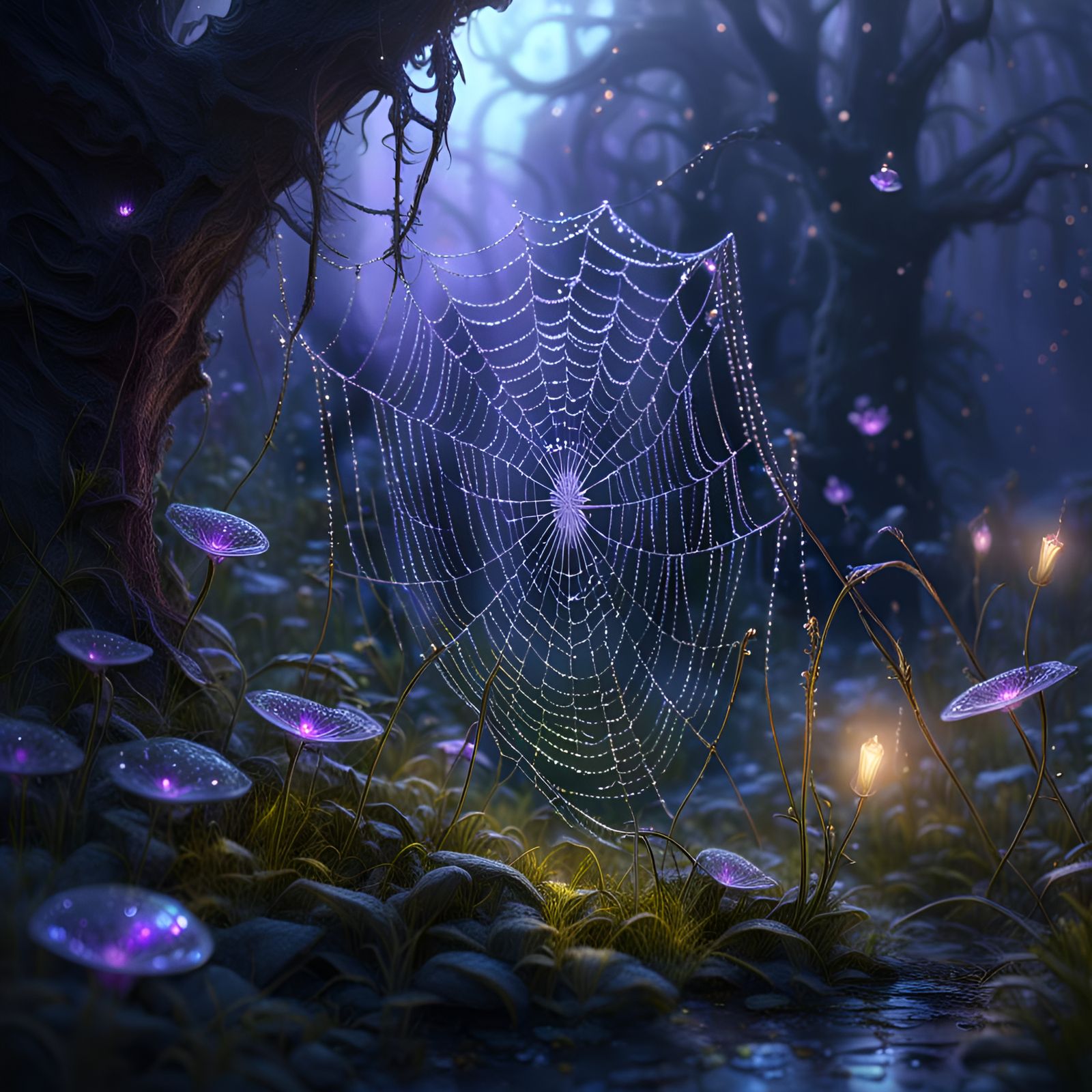 Dewy Cobwebs Sparkle in Fairy-Tale Dark Fantasy