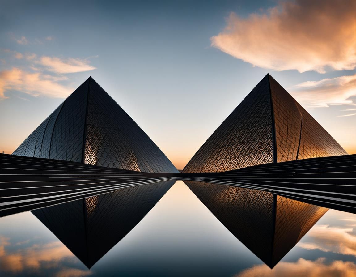 Mirrored Pyramid Reflections: A Modern Masterpiece