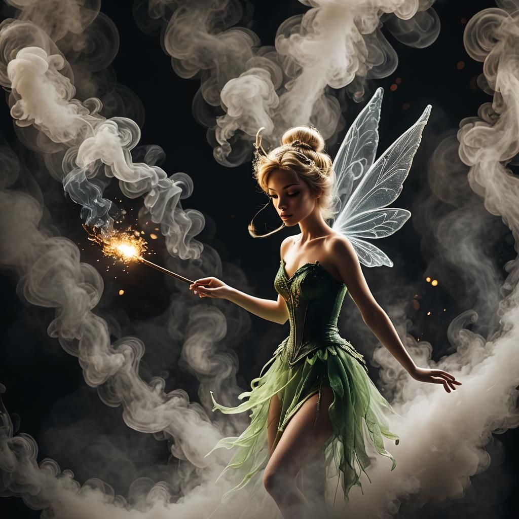 Smoke Tinkerbell: A Detailed Matte Painting in 8K