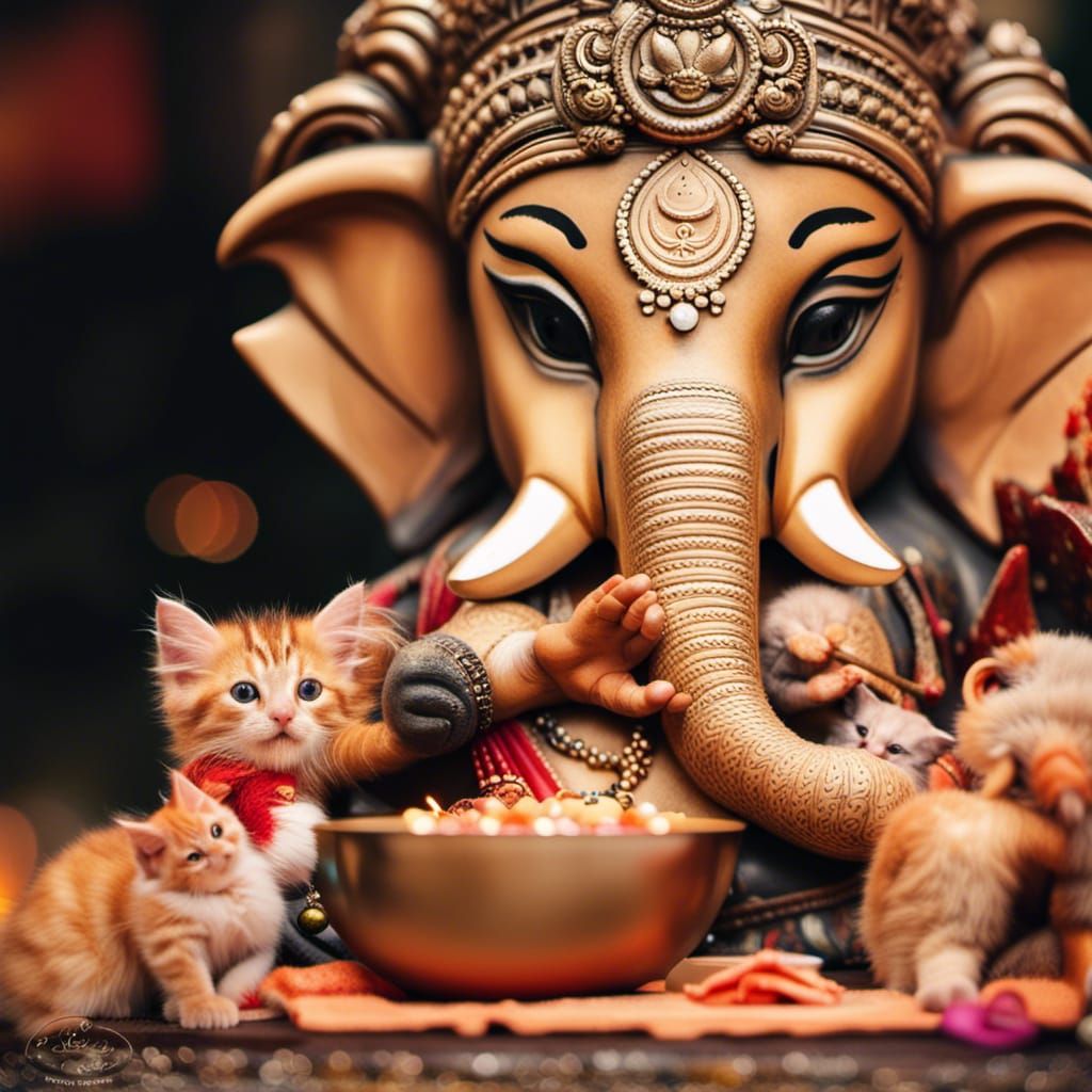 Ganesha Blesses the Kittens IV