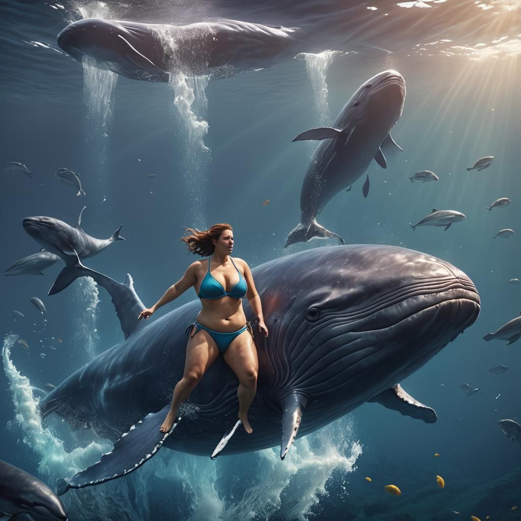 Woman Rides Whale: 3D Game Cinematic Graphics