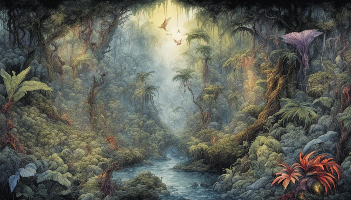 Enchanted Jungle Clearing: Fantasy Splash Art