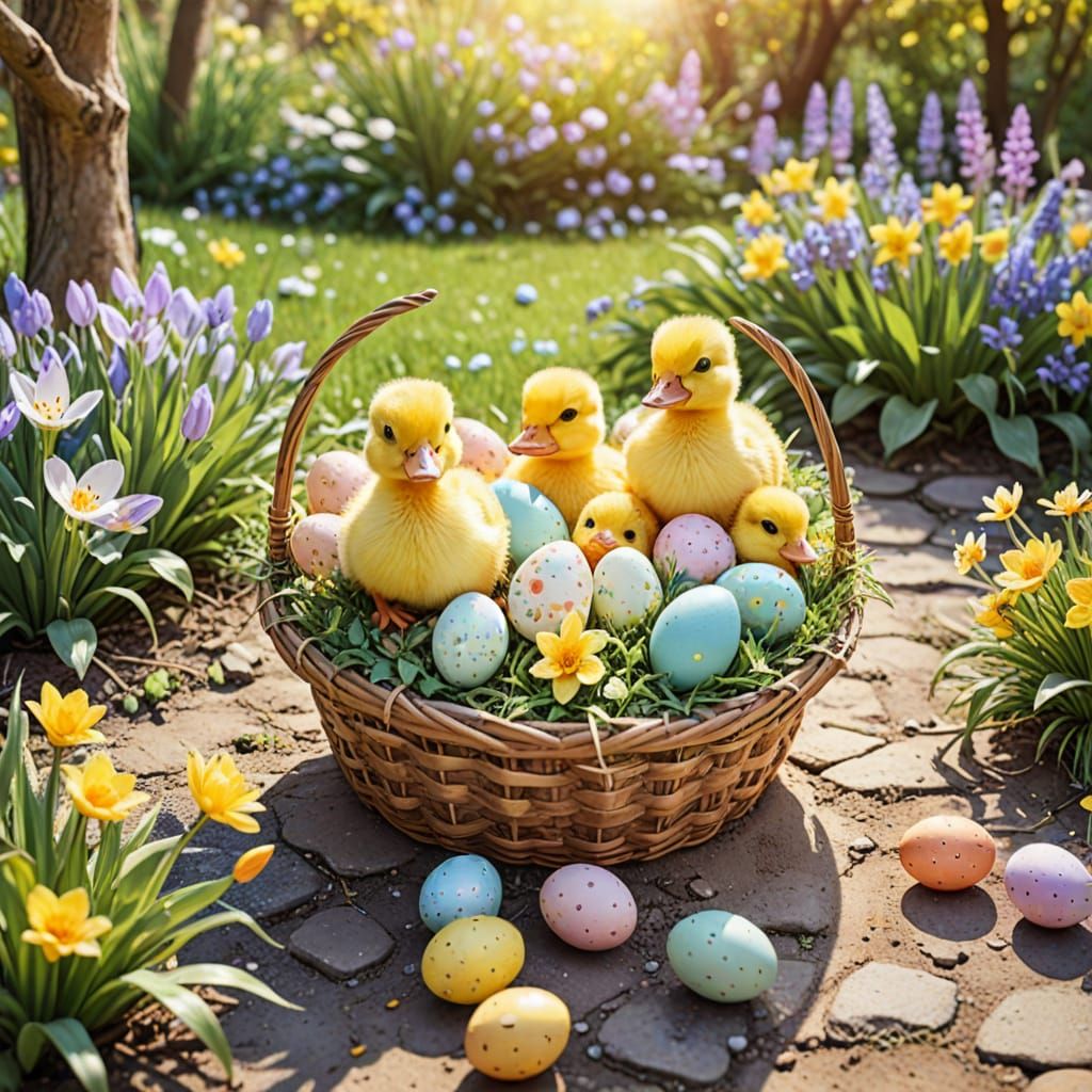 Colorful Easter Whimsy in Vibrant Watercolor