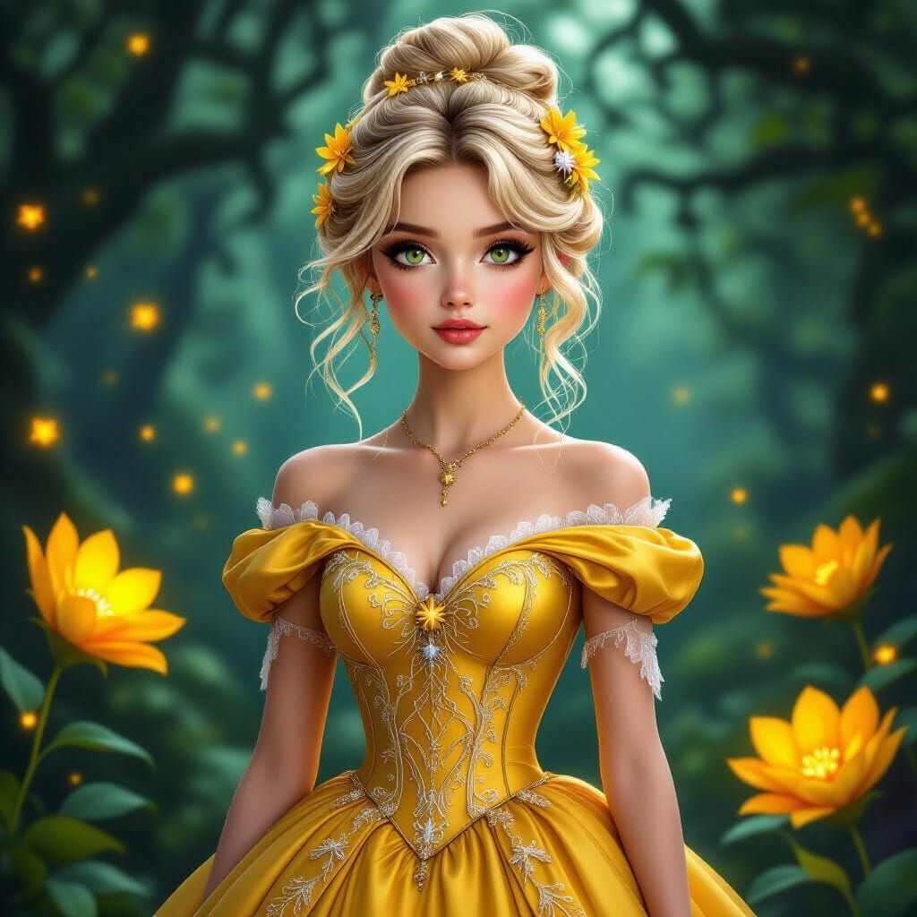 Enchanted Forest Fairy in Golden Gown