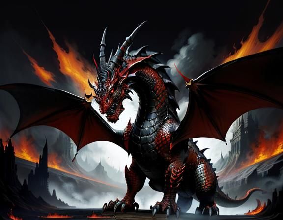 Majestic Dragon in Dynamic Fantasy Art Style