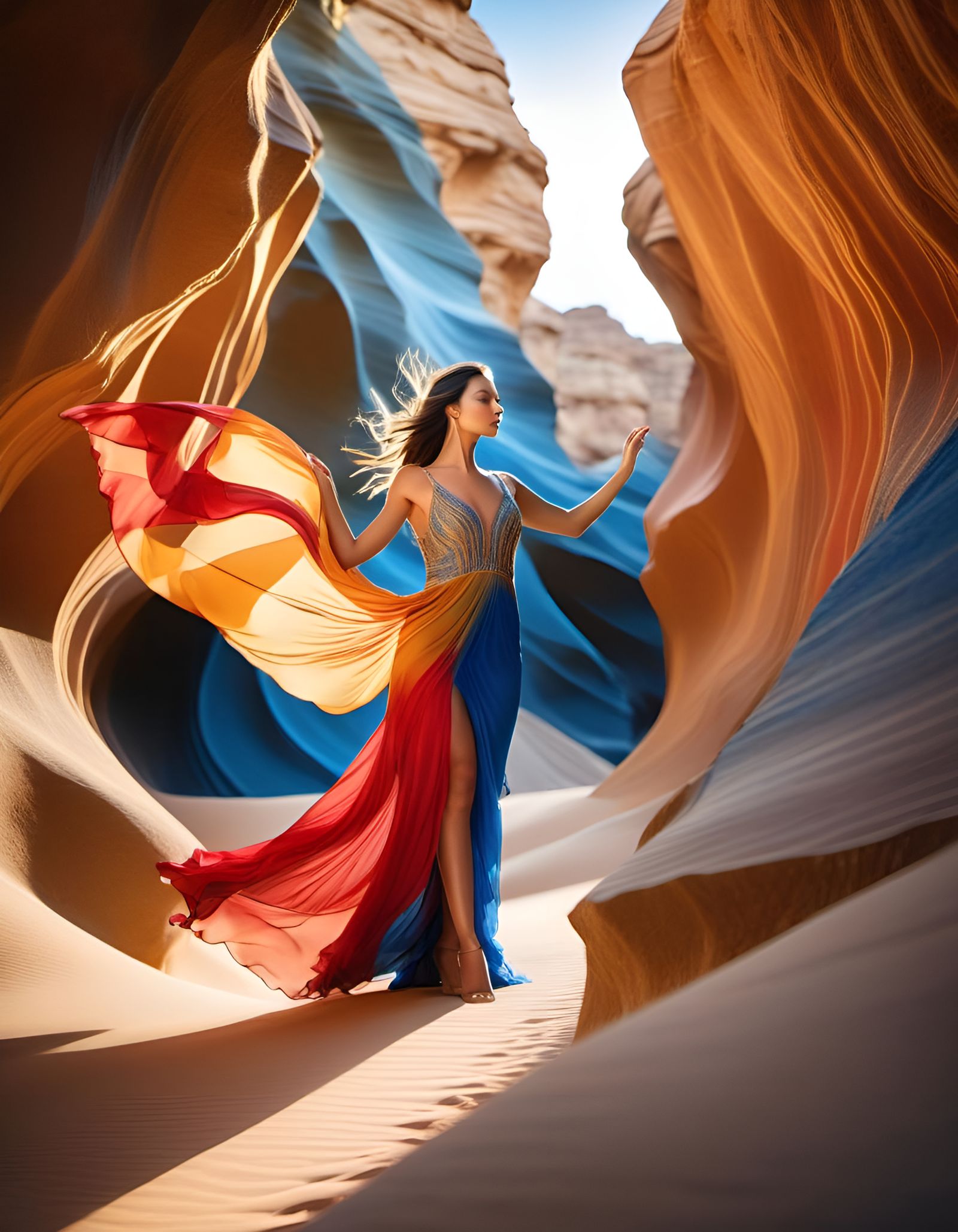 Desert Canyon Valley with Fashion Fairy in Cinematic Style