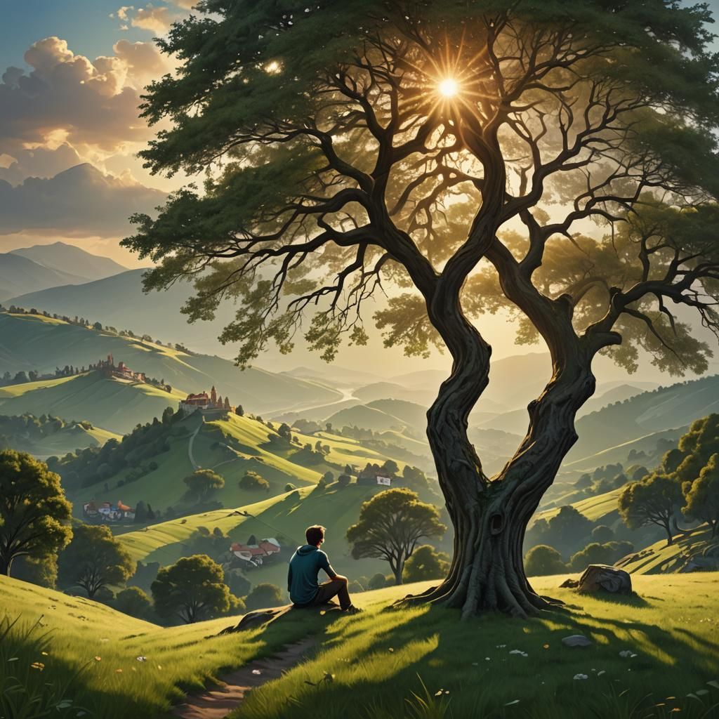 Peaceful Summer Sunrise Landscape in Detailed Matte Painting