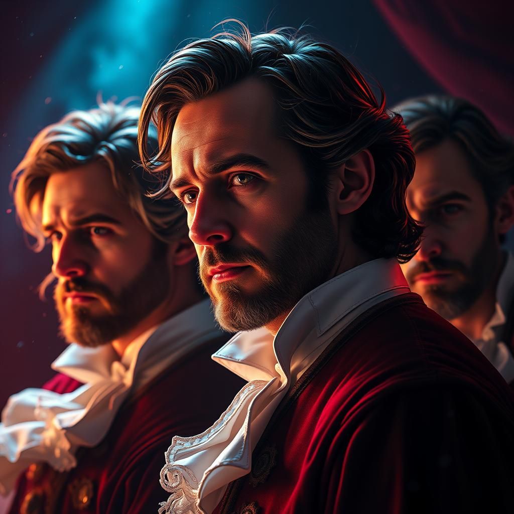 Shakespearean Actors in Stage Play: Digital Art