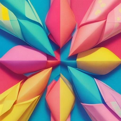 Pastel Pop Art Fruit Origami Pattern