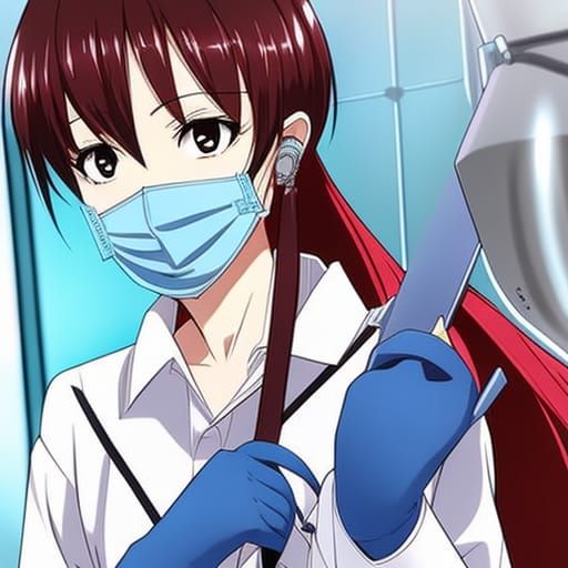 Female Hygienist in Anime Style Dental Office