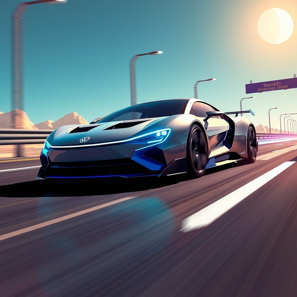 Volkswagen i.d.r Speeds Down Futuristic Freeway