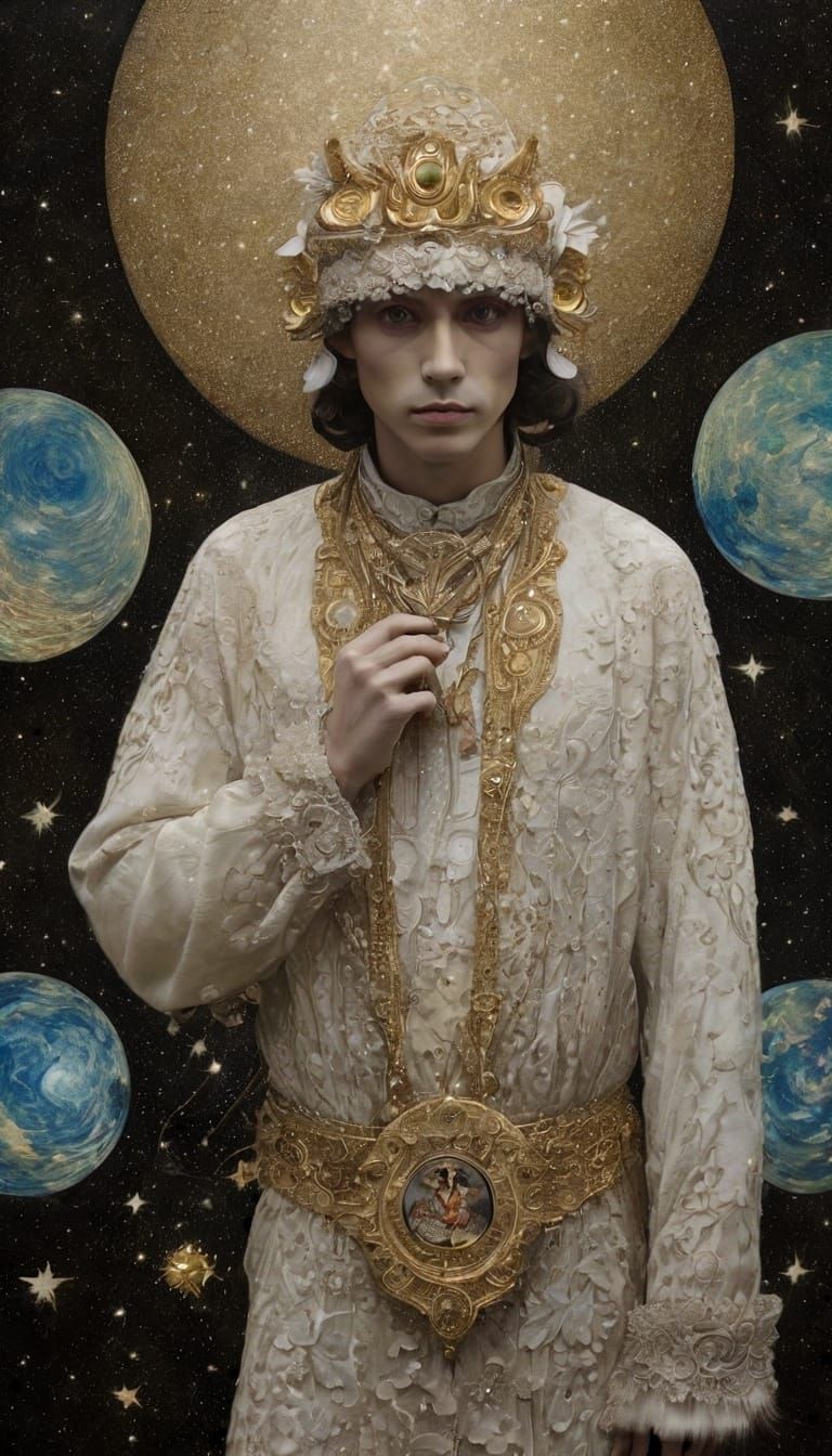 Surreal Prince Amidst Celestial Moonscape