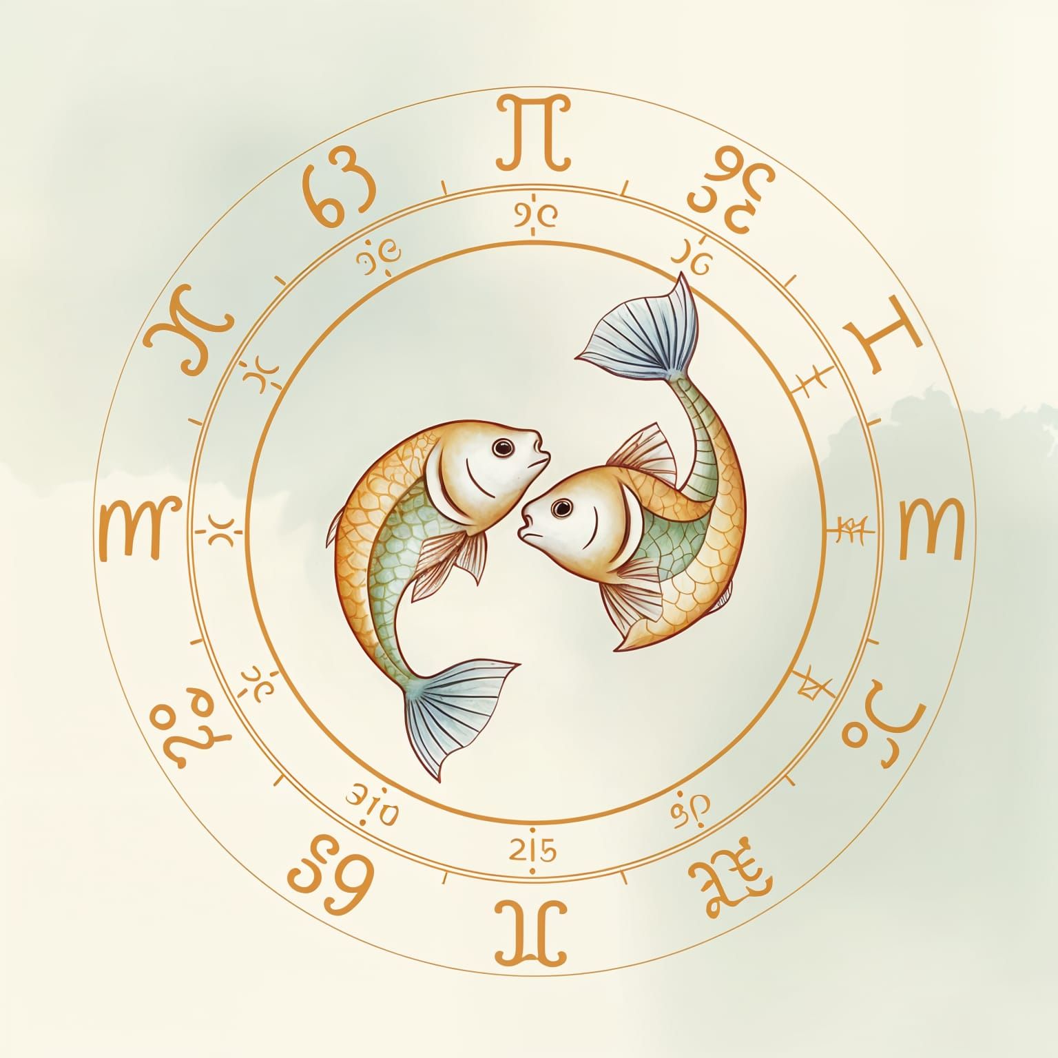 Pisces Zodiac Sign in Vibrant Colors