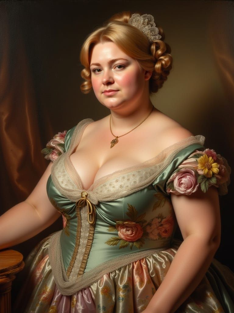 Seductive Rococo Beauty in Lavish Silk Gown