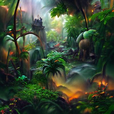 Lush High Resolution Fantasy Jungle Landscape