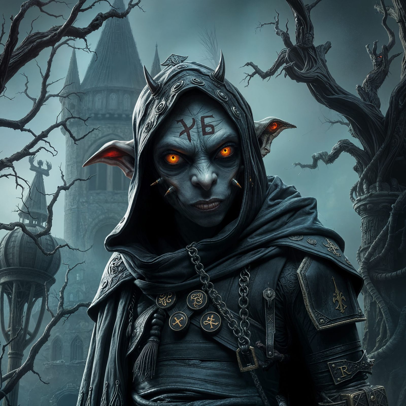 Gothic Goblin in Crumbling Ruins: A Digital Painting