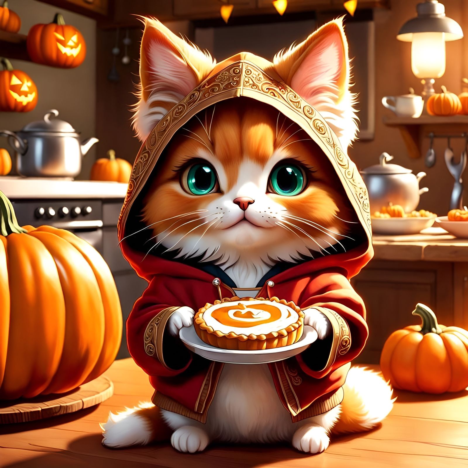 “I made a delicious pumpkin pie for you, Happy Halloween!”