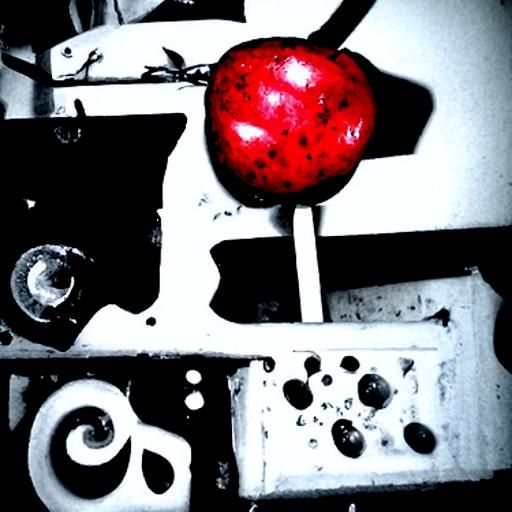 Post-War Broken Clock with Red Fruit