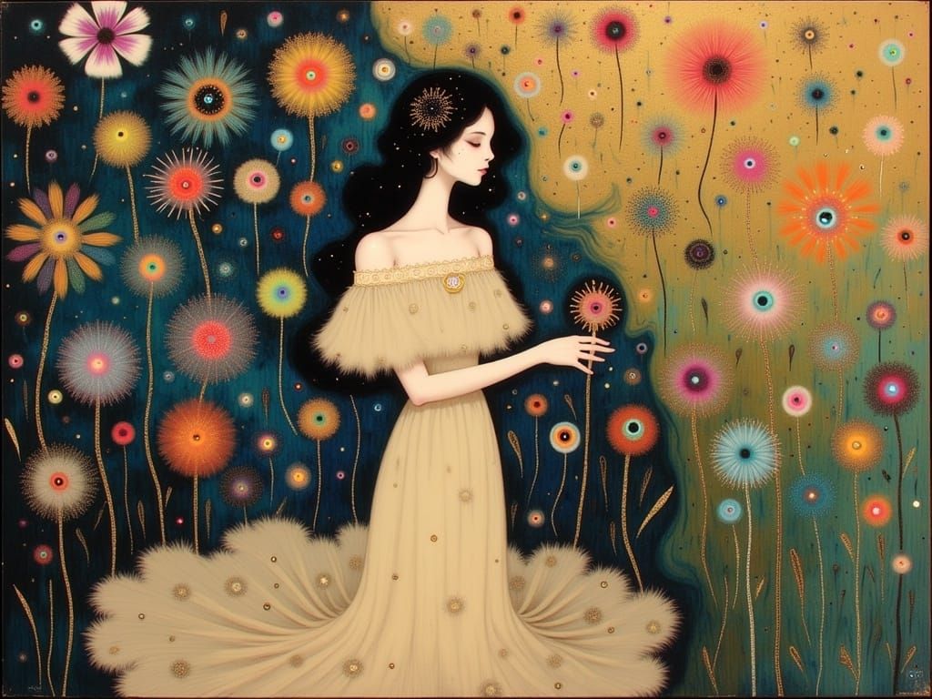 Golden Woman Portrait in Vienna Secession Style