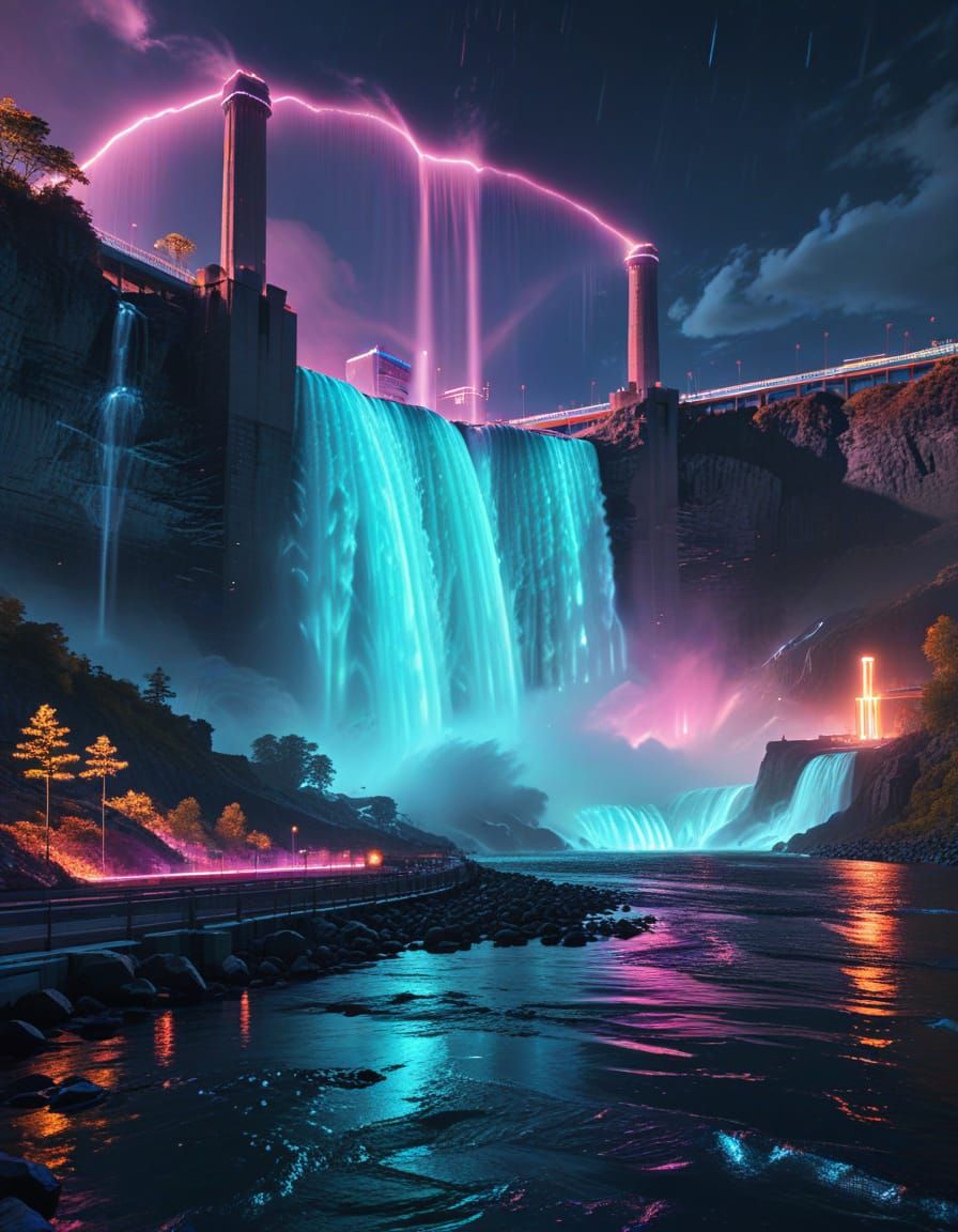 Futuristic Hydro-Quantum Power Station at Niagara Falls