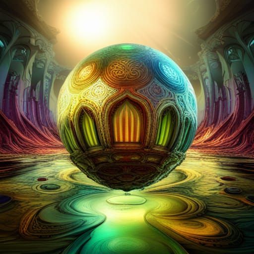 Iridescent Sphere Matte Painting with Intricate Details