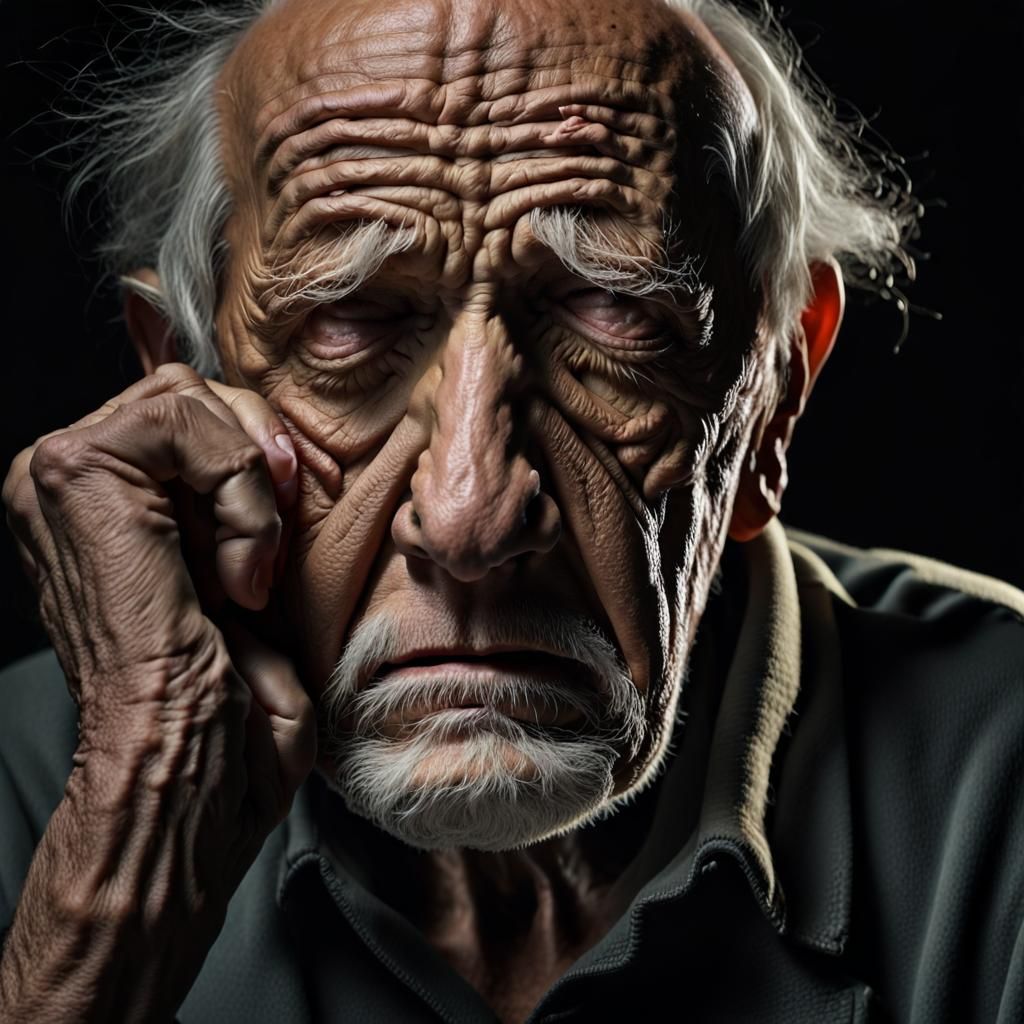 Detailed Portrait of a Tired Old Man