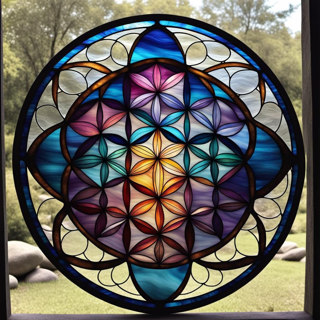 Sacred Geometry Flower of Life Stained Glass