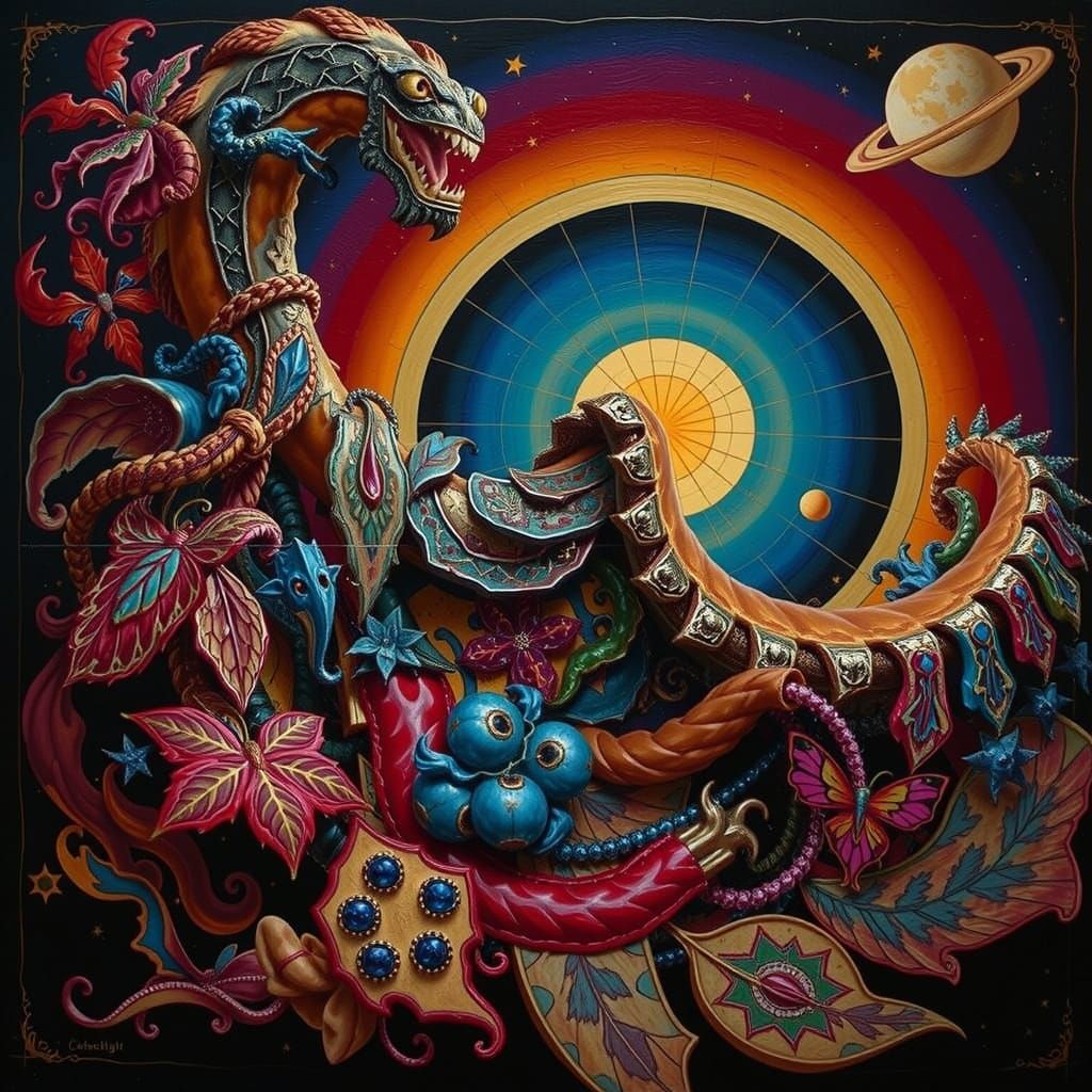 Abstract Geometric Curves and Spirals in Digital Art