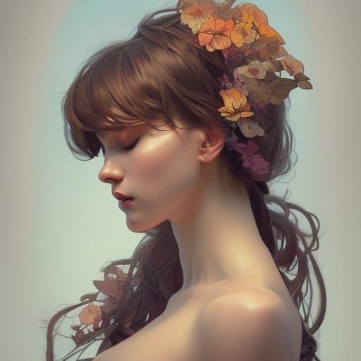 Fashionable Hourglass Figures in Art Nouveau Portrait