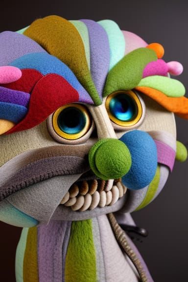 Winged Eyeball Felt Plush Toy in Detailed Clay Art