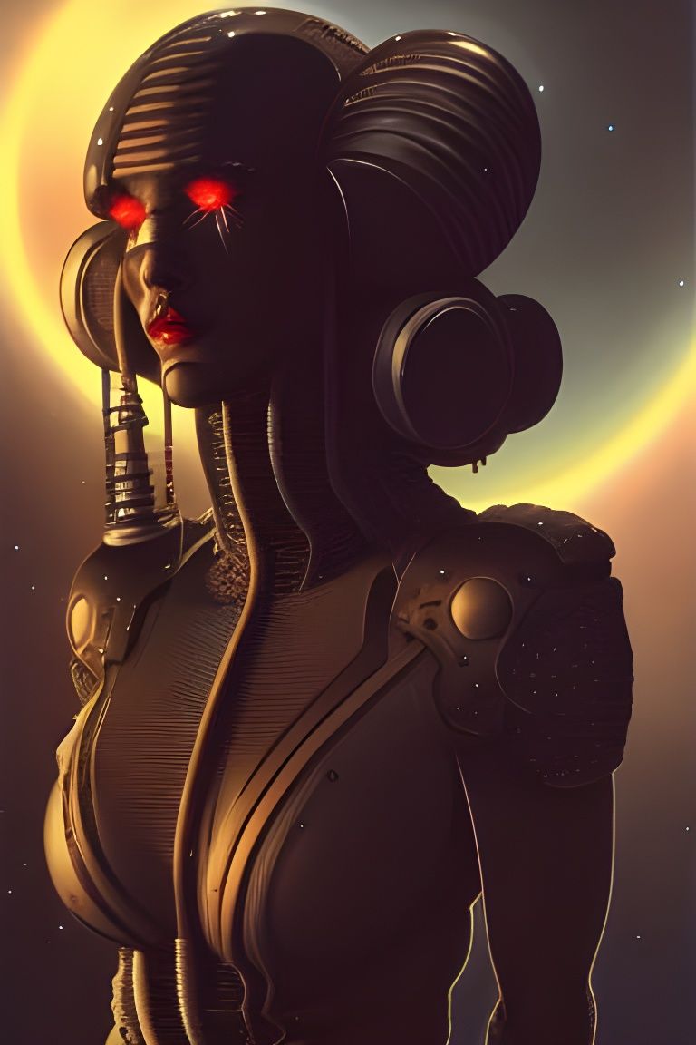 Ruthless Space Babe Portrait in Airbrush Style