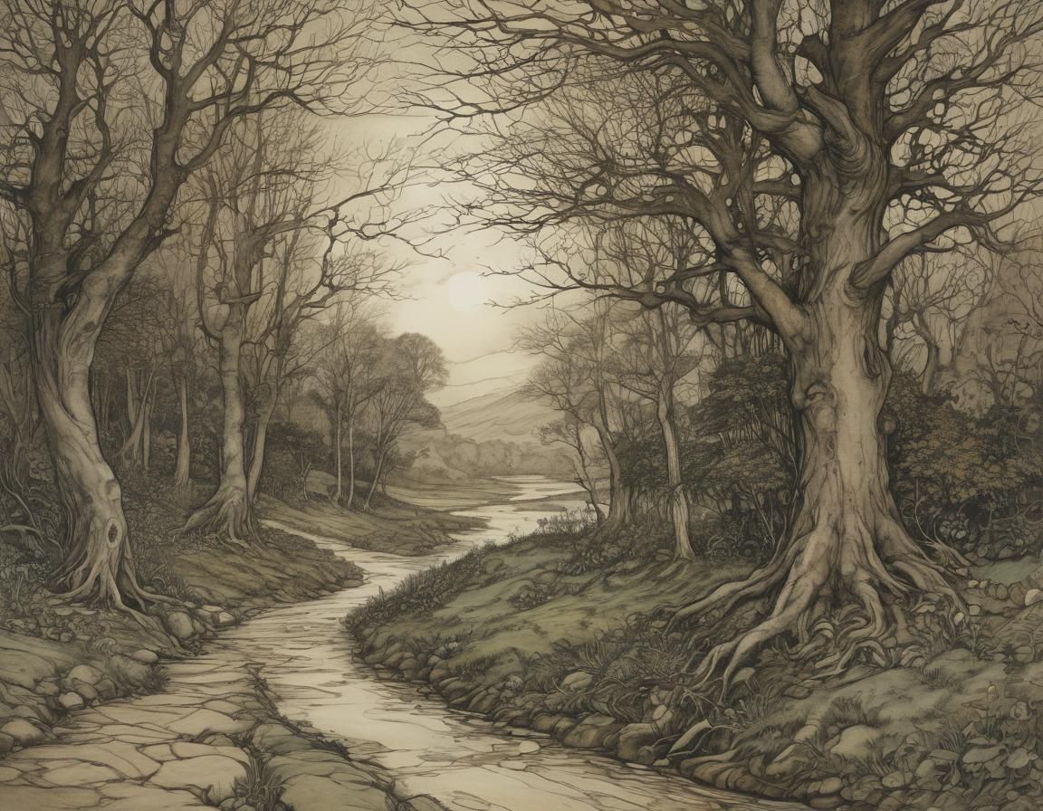 Enchanted Landscape Inspired by Rackham and Brown
