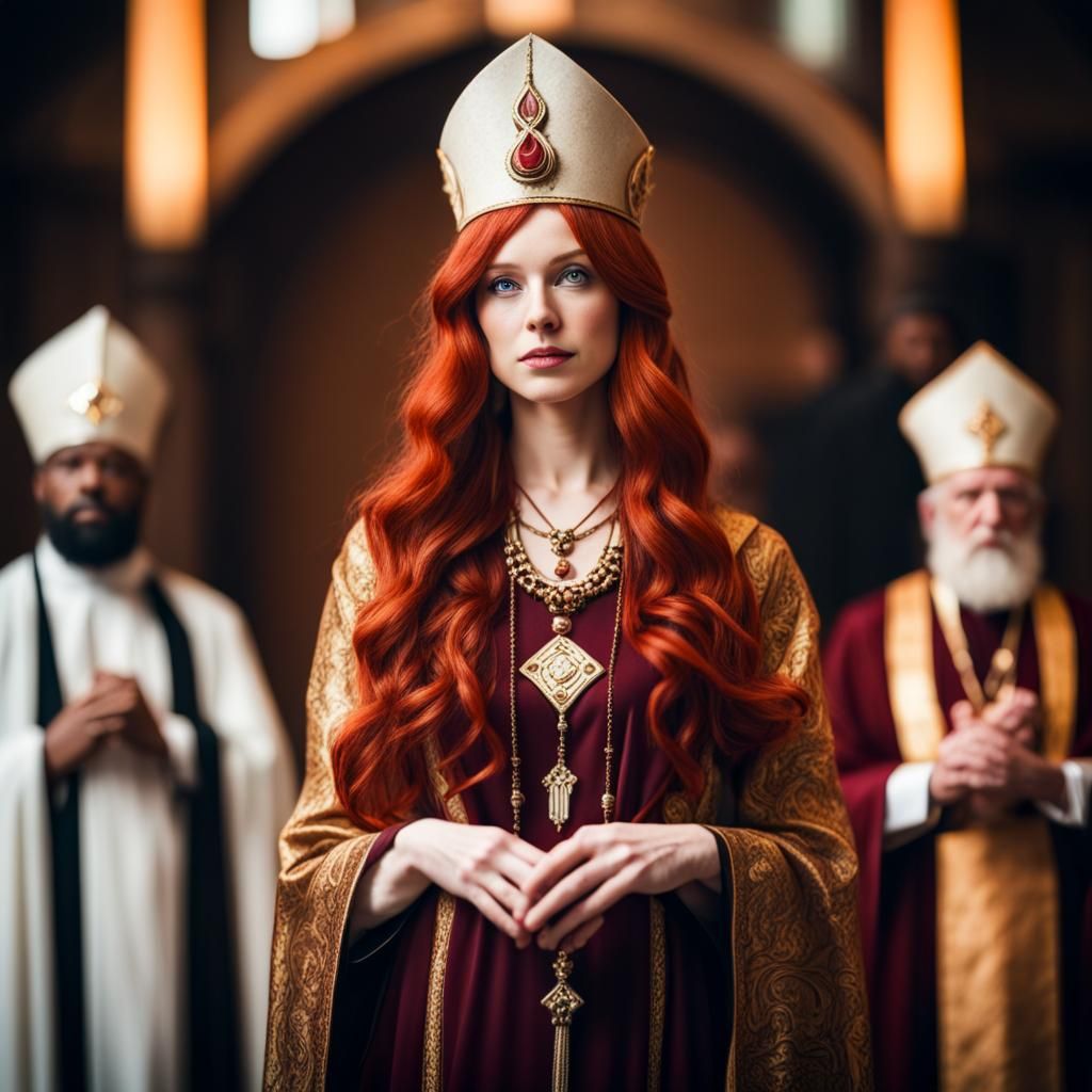 Redhead High Priestess in Natural Lighting