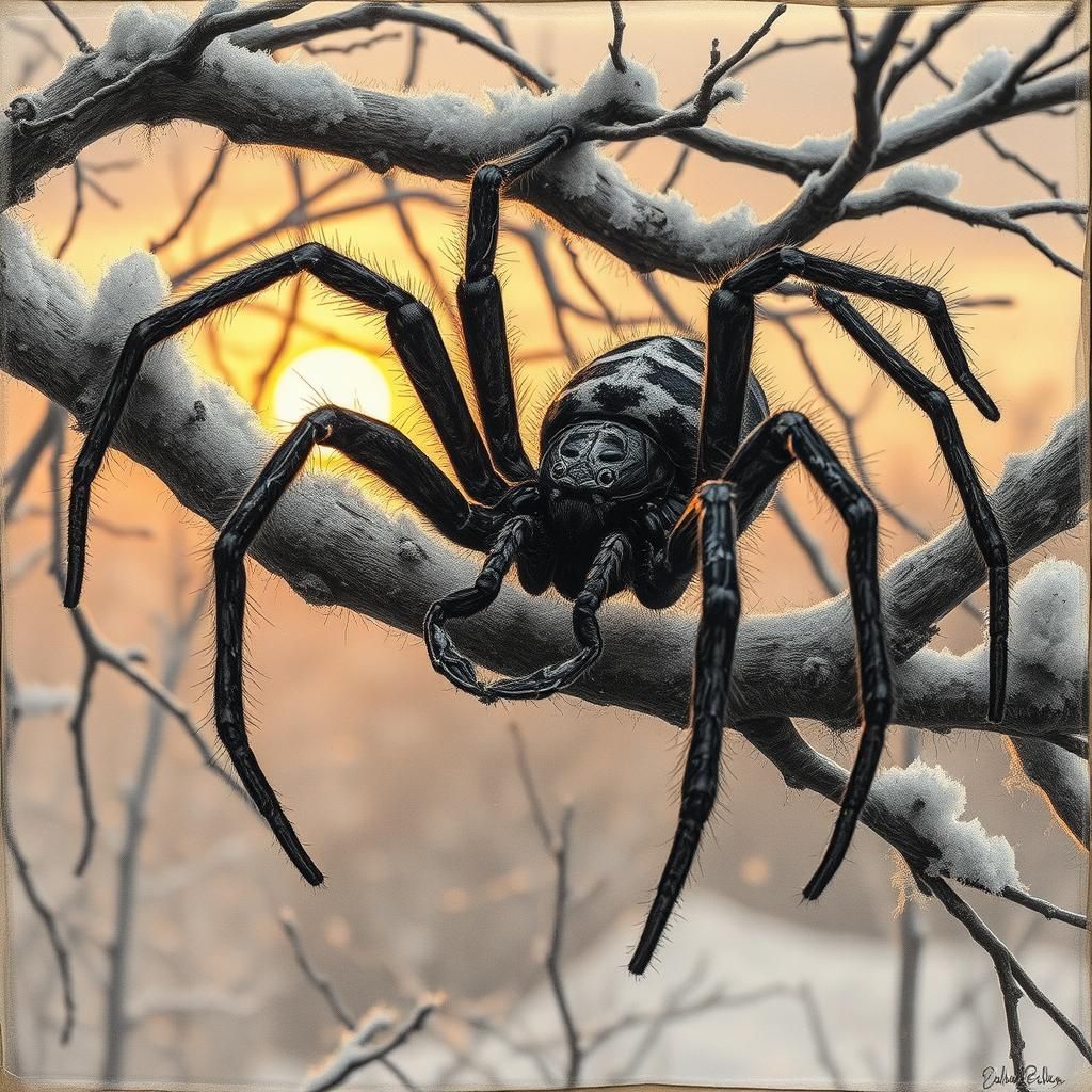 Goliath Spider Crafts Hammock: Charcoal Drawing