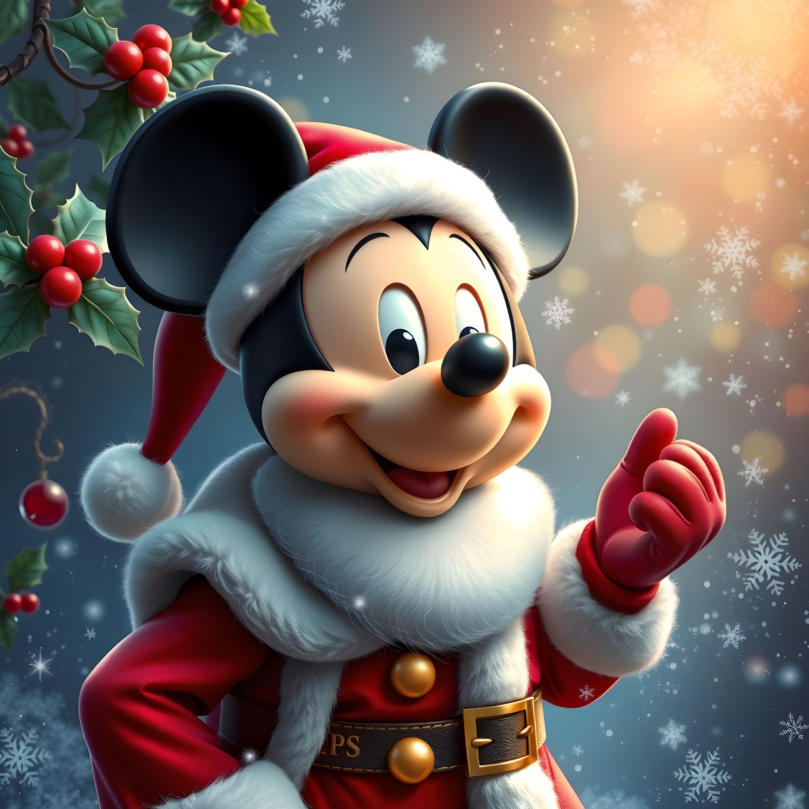 Mickey Mouse as Santa Claus in Vibrant Holiday Portrait