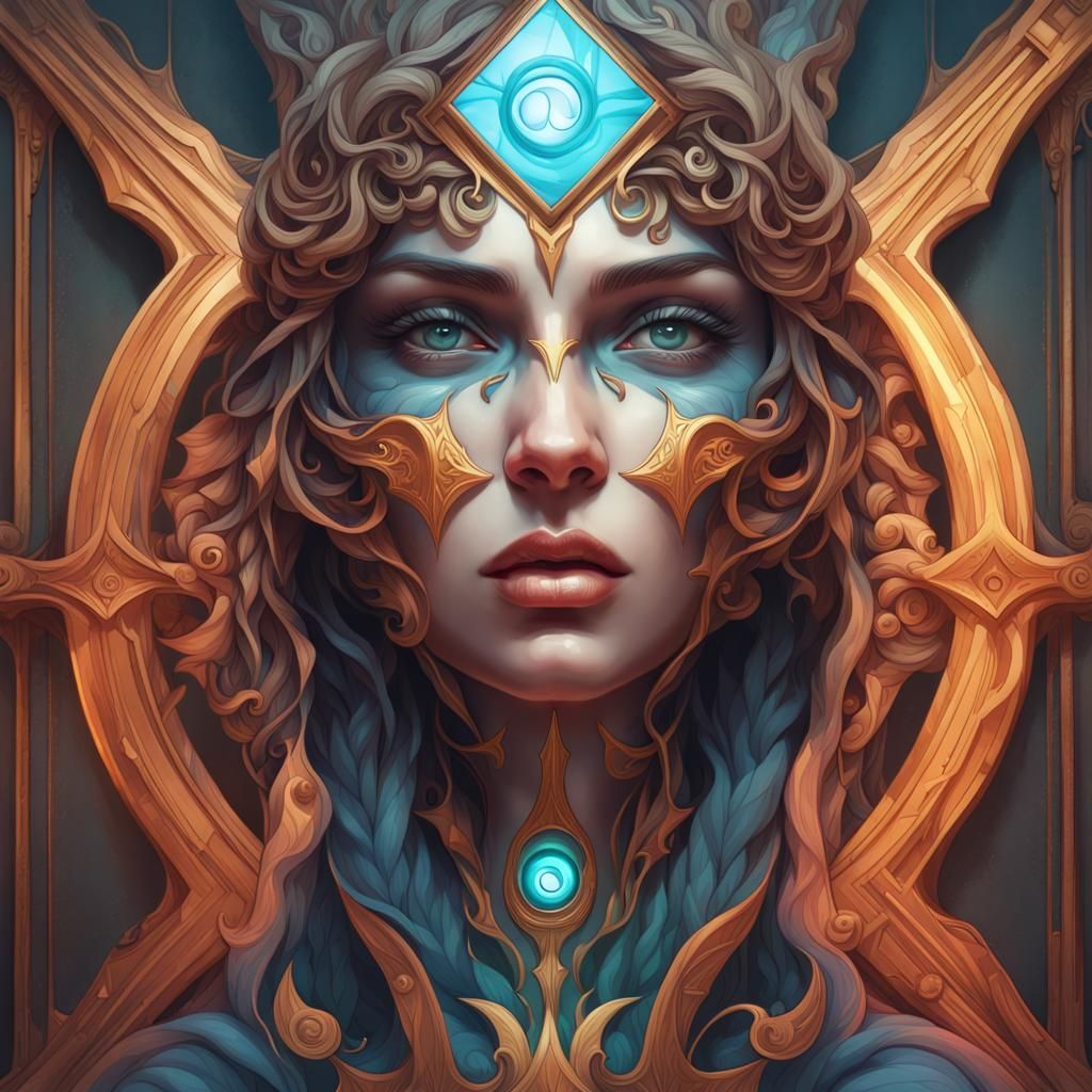 Letter "I" Portrait with Eye, Hyperdetailed Concept Art