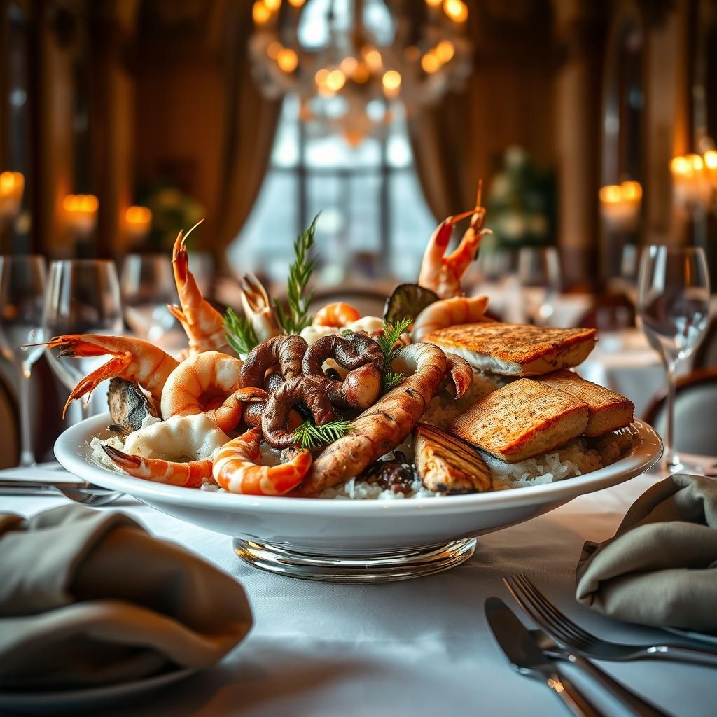 Exquisite Seafood Platter in European Haute Cuisine
